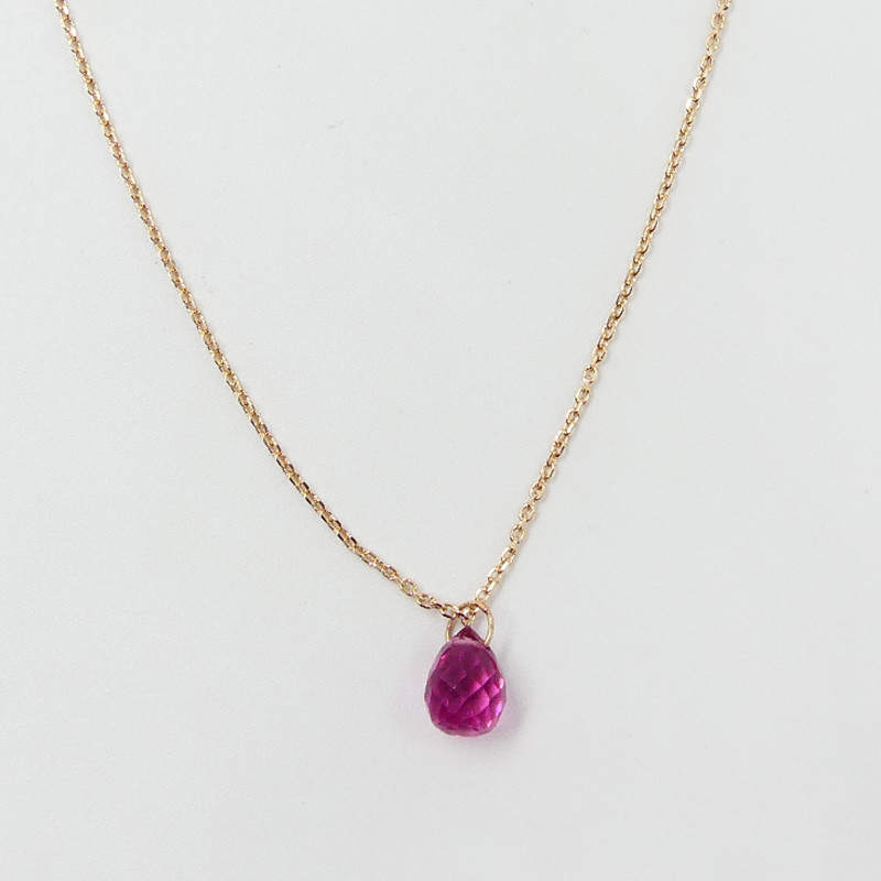 Collier Plaqué or Goutte couleur Ruby