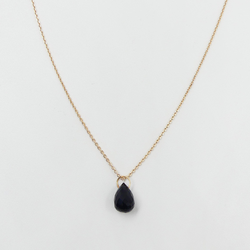 Collier Plaqué or Goutte Onyx Noir