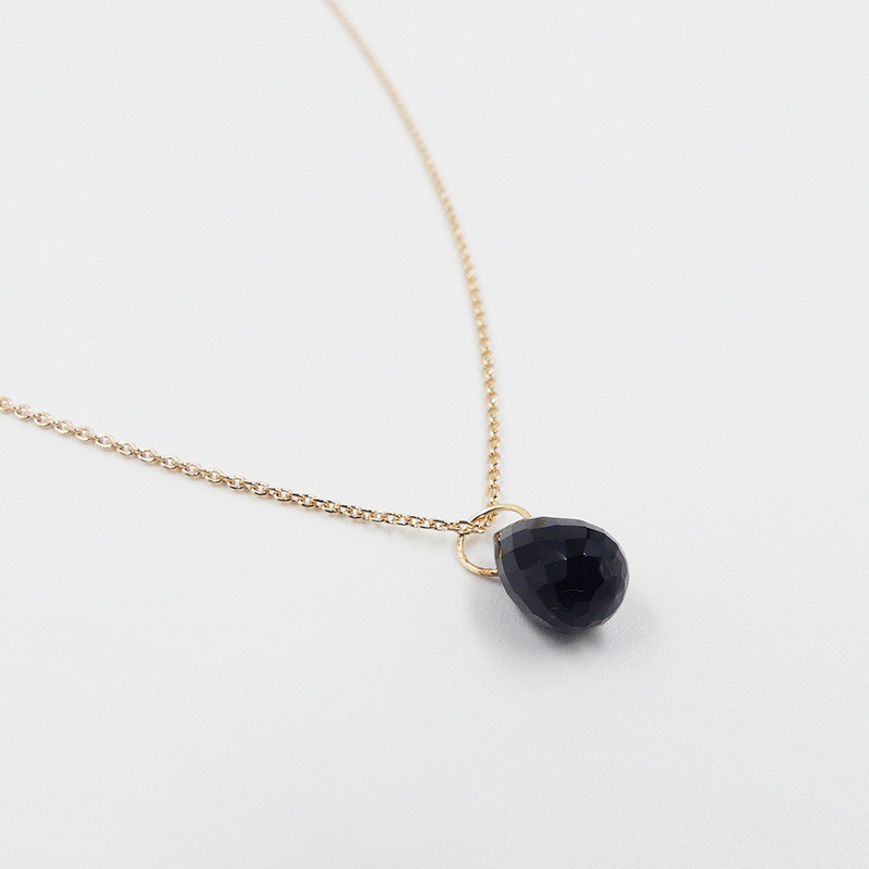 Collier Plaqué or Goutte Onyx Noir