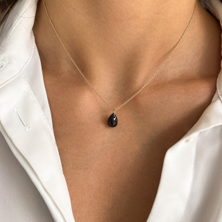 Collier Plaqué or Goutte Onyx Noir