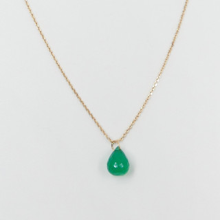 Collier Plaqué or Goutte Onyx Vert