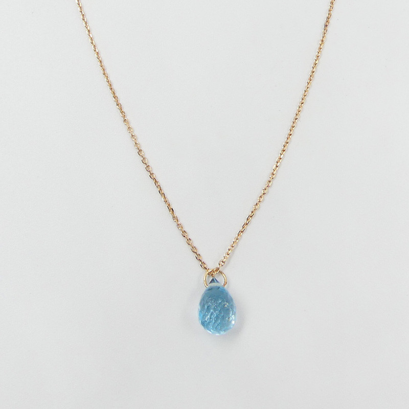 Collier Plaqué or Goutte Topaze bleue