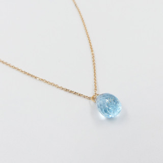 Collier Plaqué or Goutte Topaze bleue