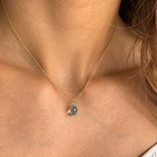 Collier Plaqué or Goutte Topaze bleue