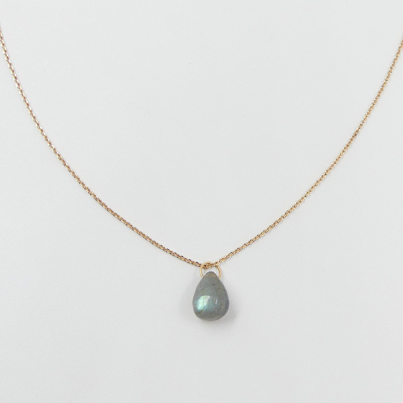 Collier Plaqué or Goutte Labradorite