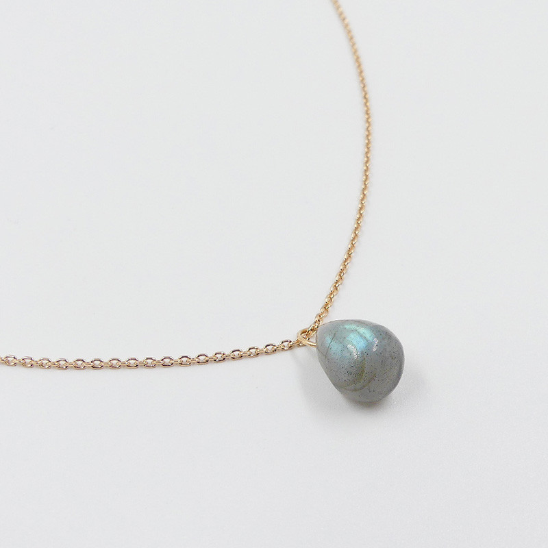 Collier Plaqué or Goutte Labradorite