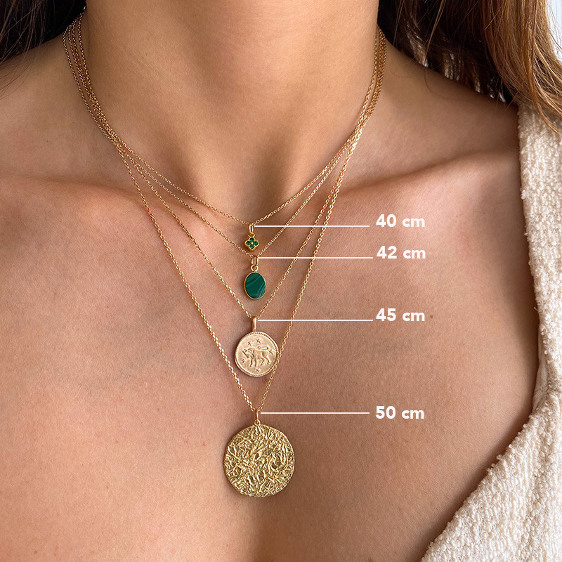 Collier Plaqué or Goutte Jade teintée