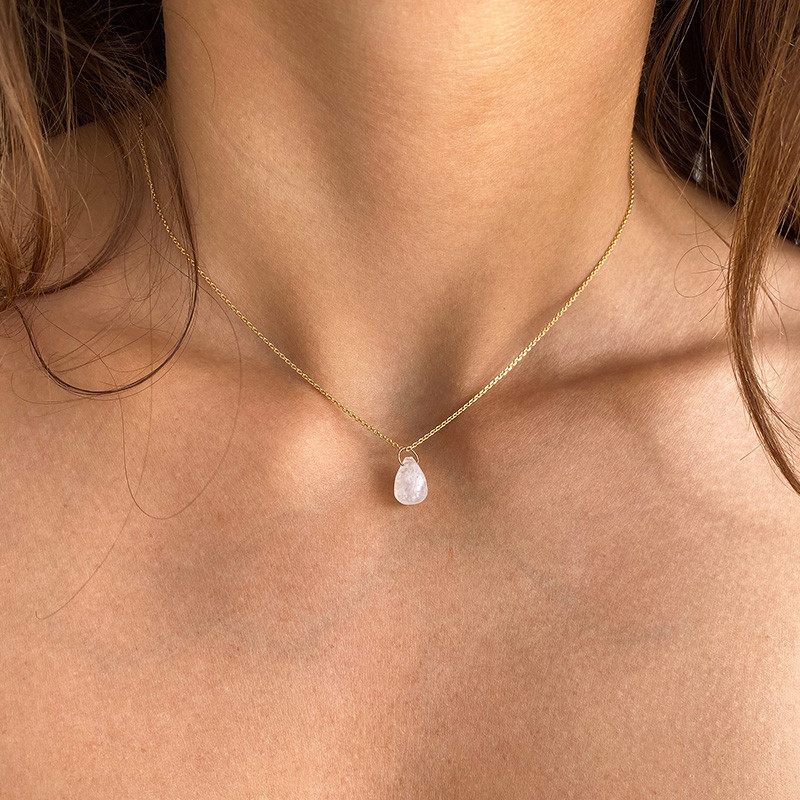 Collier Plaqué or Goutte Pierre de lune