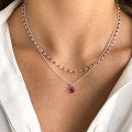Collier Argent Goutte Ruby