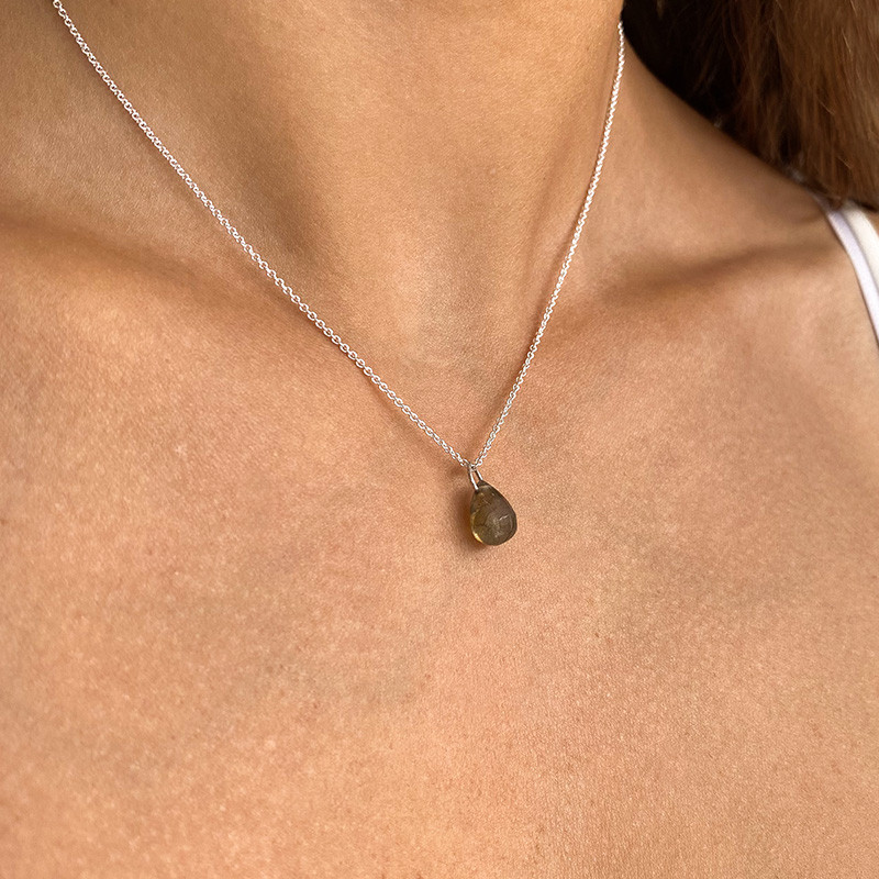 Collier Argent Goutte Labradorite