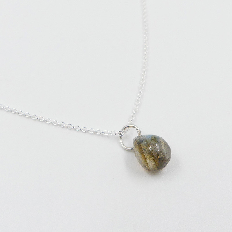 Collier Argent Goutte Labradorite