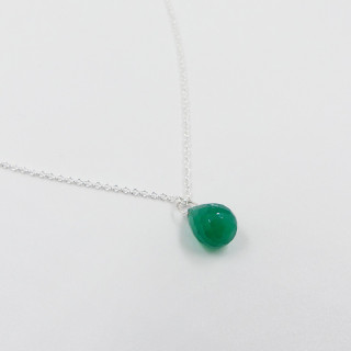 Collier Argent Goutte Onyx Vert