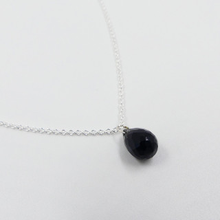 Collier Argent Goutte Onyx Noir