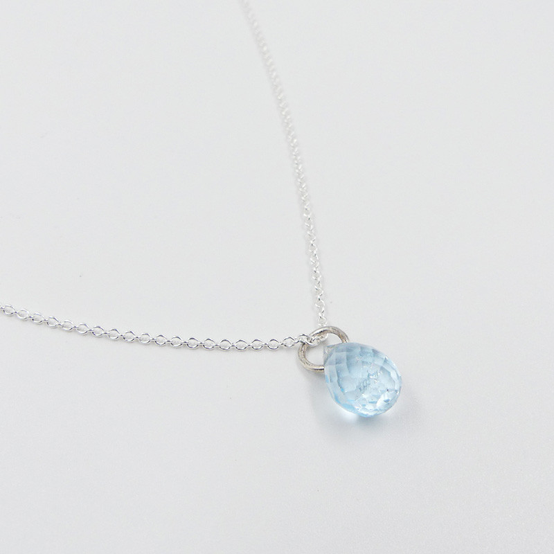 Collier Argent Goutte Topaze bleue