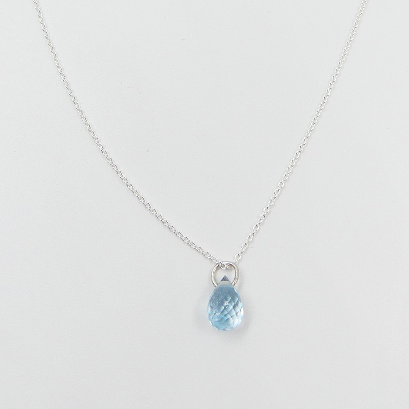 Collier Argent Goutte Topaze bleue