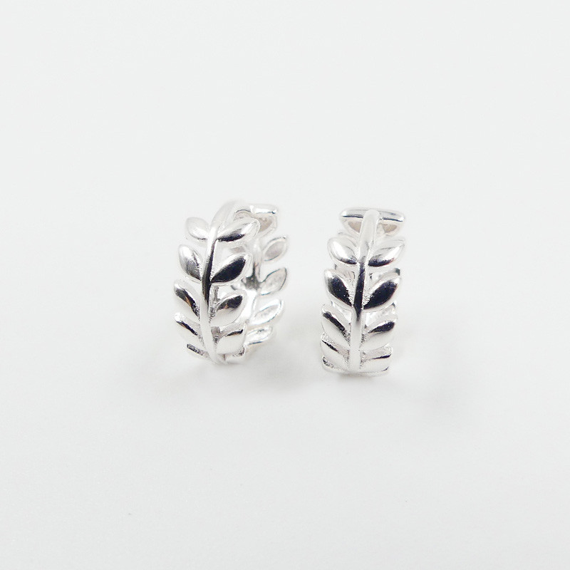 Mini créoles Argent Feuille laurier