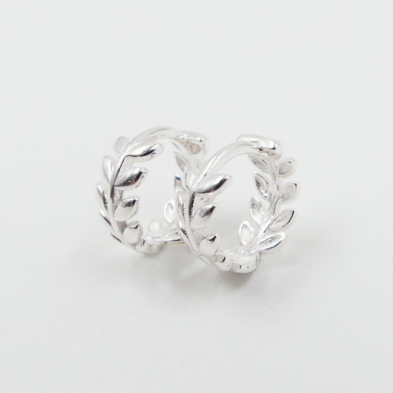 Mini créoles Argent Feuille laurier