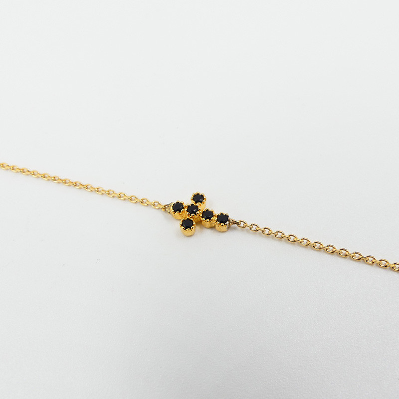 Bracelet Plaqué or Croix Strass