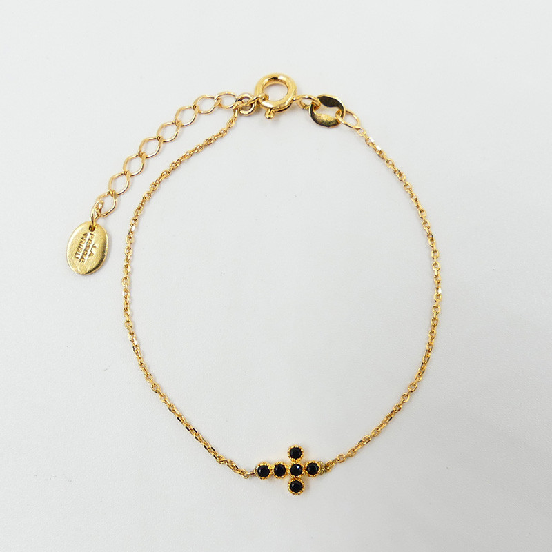 Bracelet Plaqué or Croix Strass