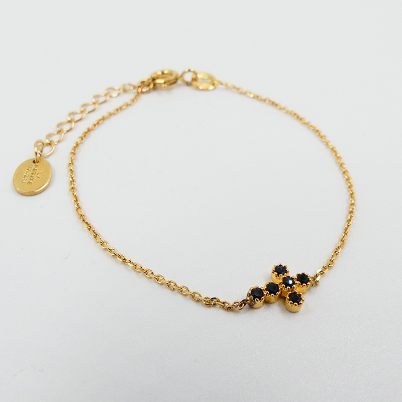 Bracelet Plaqué or Croix Strass