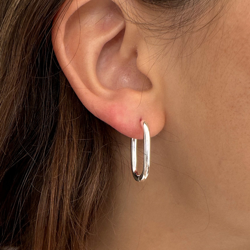 Créoles Argent rectangulaires 20 mm