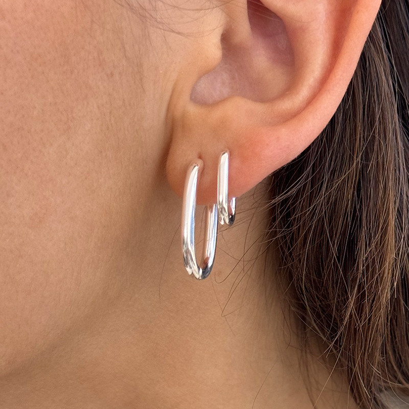 Créoles Argent rectangulaires 20 mm