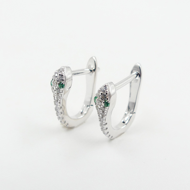 Boucle à l'unité Argent Strass Serpent