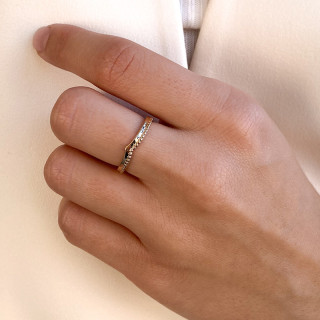 Bague plaqué or chevron