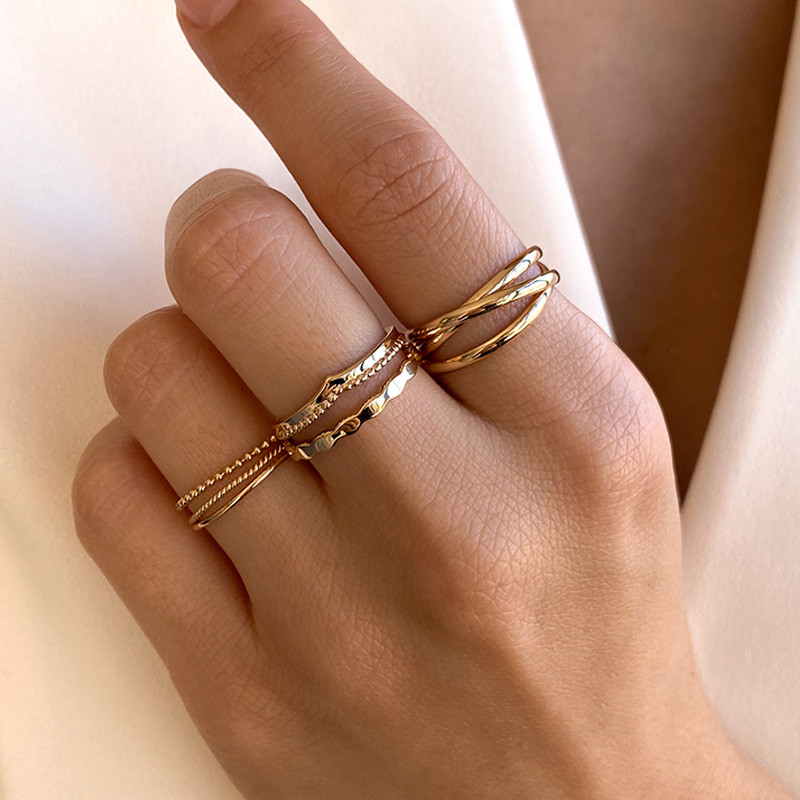 Bague plaqué or chevron