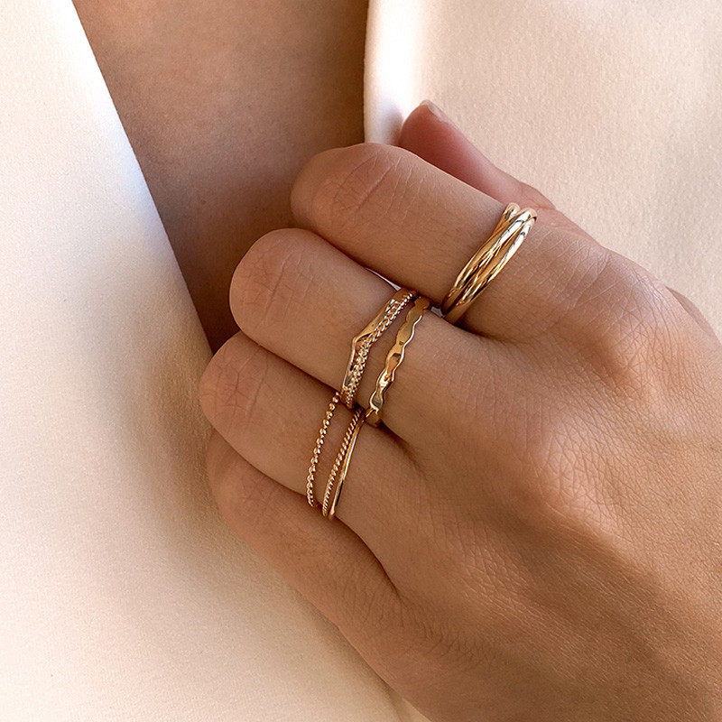 Bague plaqué or chevron