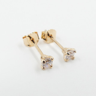 Clous d'oreilles plaqué or solitaire