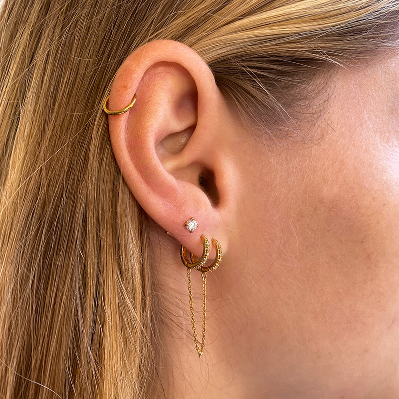 Boucle à l'unité Plaqué or créoles doubles