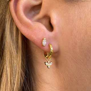 Boucle à l'unité Dorée lotus strass