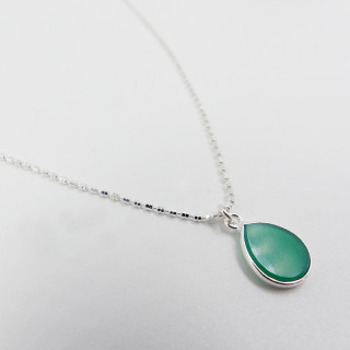 Collier Argent pendentif Onyx Vert