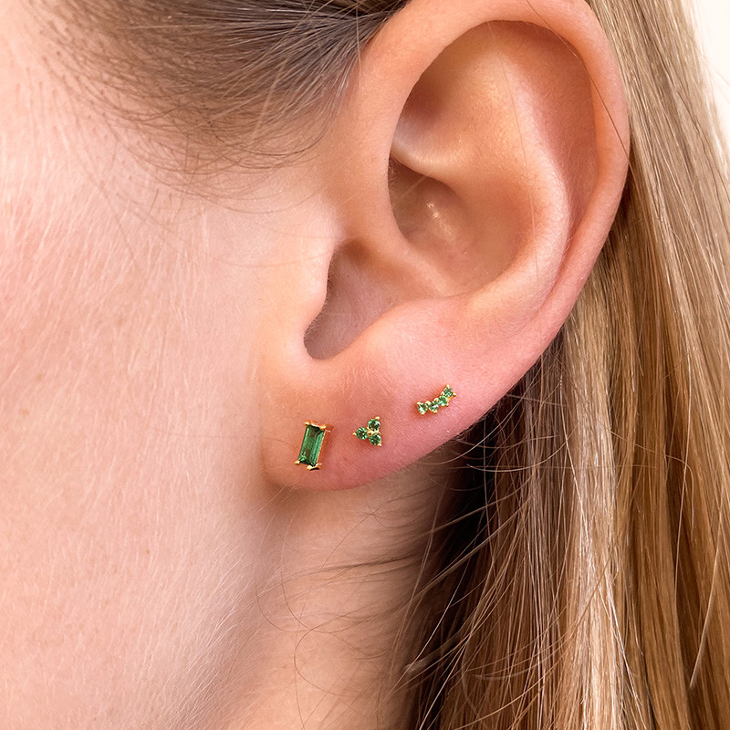 Clous d'oreilles doré marquise verte