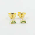 Clous d'oreilles doré arc strass vert