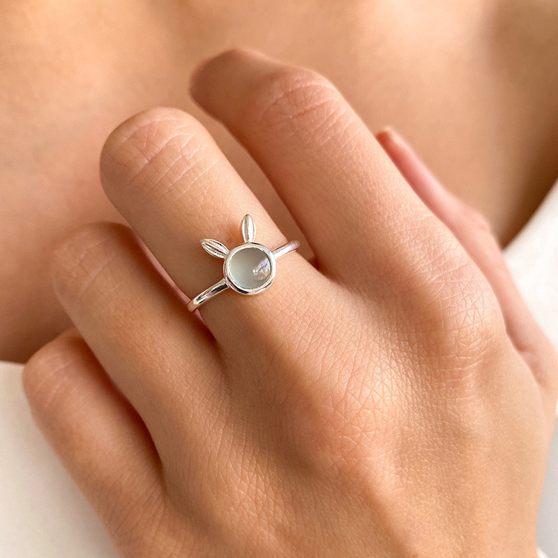 Bague Argent lapin Aqua Calcédoine