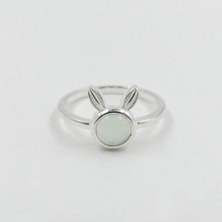Bague Argent lapin Aqua Calcédoine