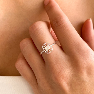 Bague Argent dentelle Pierre de lune
