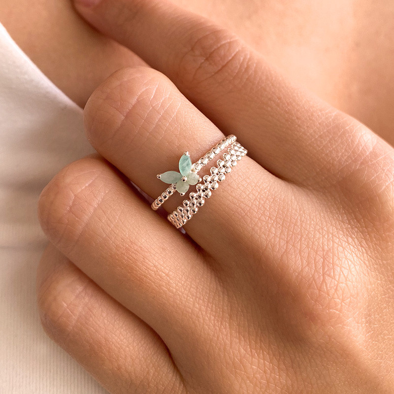 Bague Argent fine pointillés