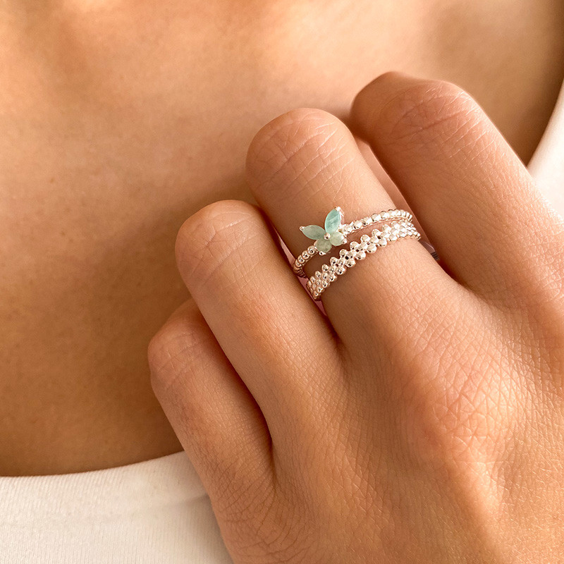 Bague Argent papillon Amazonite