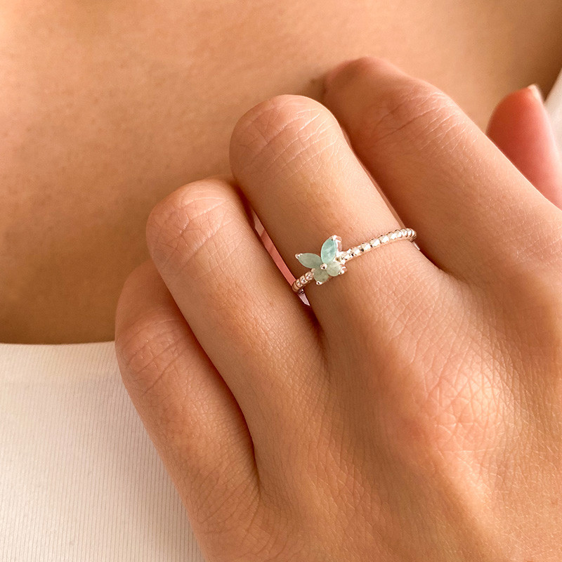 Bague Argent papillon Amazonite