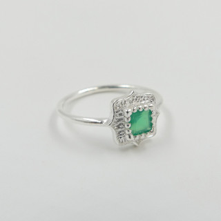 Bague Argent mandala Onyx Vert
