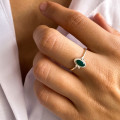 Bague Argent Baroque Onyx Vert