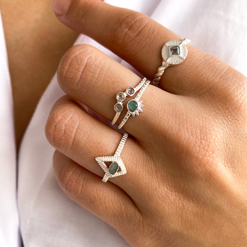 Bague Argent losange Amazonite