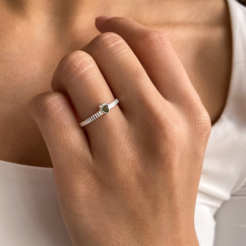 Bague Argent triangle péridot