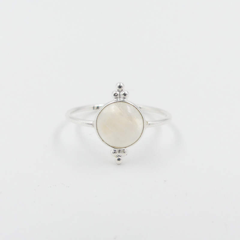 Bague Argent Pierre de lune ronde