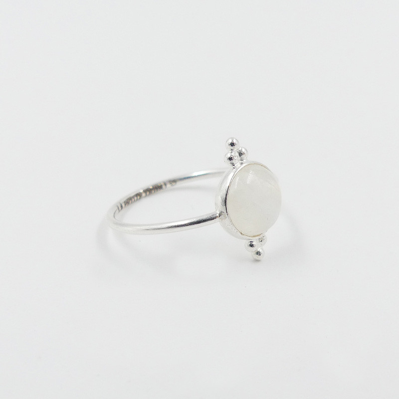 Bague Argent Pierre de lune ronde