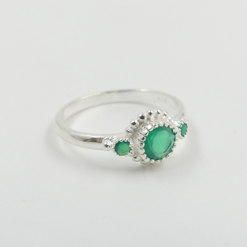 Bague Argent vintage Onyx Vert