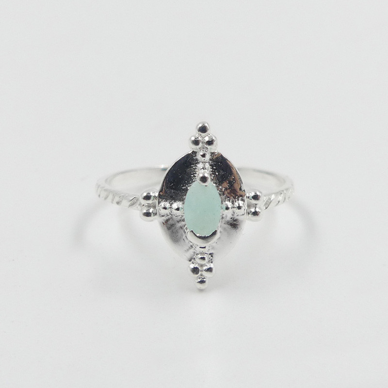 Bague Argent ethnique Amazonite ovale